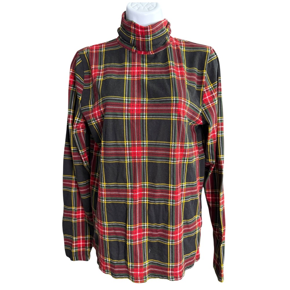 J.Crew‎ Red Plaid Tissue Turtleneck Shirt M Preppy Classic Academia Old Money